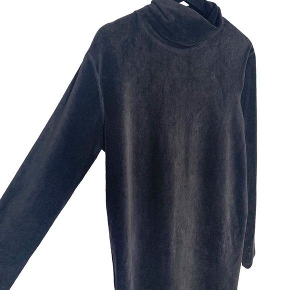 Vintage 90s Black Long Sleeve Unstructured Turtleneck Below Knee Dress XL - Picture 2 of 8